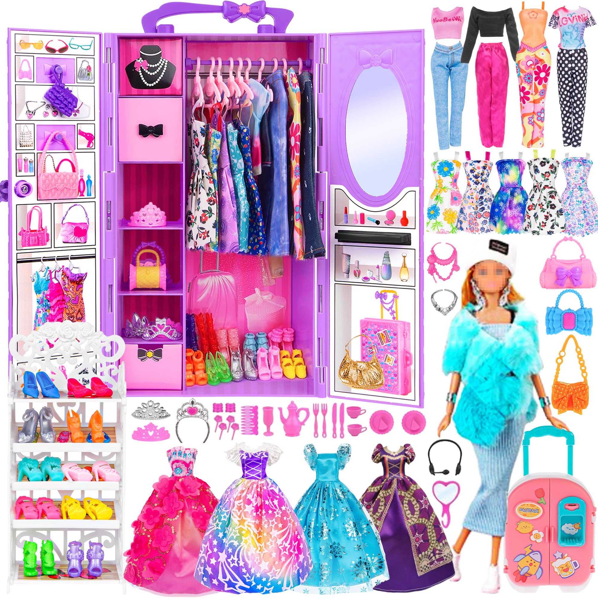 Amazon.com: ebuddy 11.5 inch Doll Closet Playset with 106 pcs